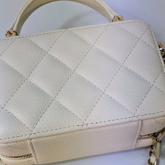 Chanel White Caviar Leather Mini Top Handle Vanity Case - Picture 7 of 16